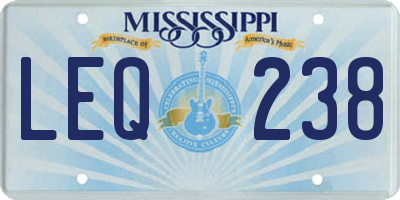 MS license plate LEQ238