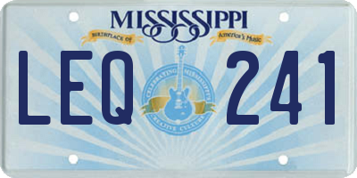 MS license plate LEQ241