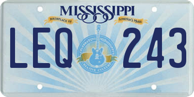 MS license plate LEQ243