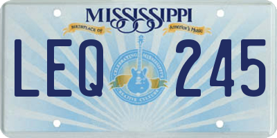 MS license plate LEQ245