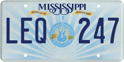 MS license plate LEQ247