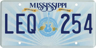 MS license plate LEQ254