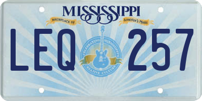 MS license plate LEQ257