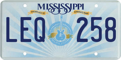 MS license plate LEQ258
