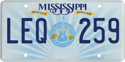 MS license plate LEQ259