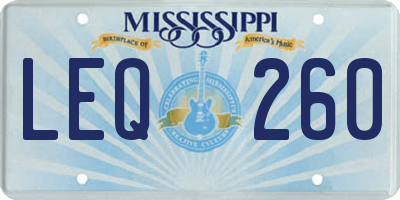 MS license plate LEQ260
