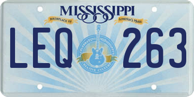 MS license plate LEQ263
