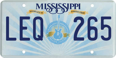 MS license plate LEQ265