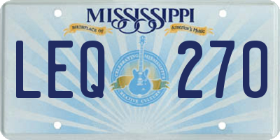 MS license plate LEQ270