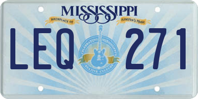 MS license plate LEQ271