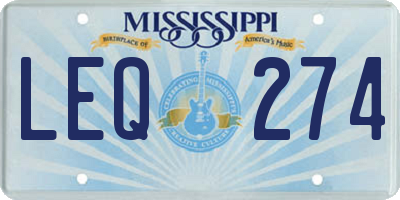 MS license plate LEQ274