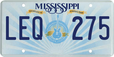 MS license plate LEQ275