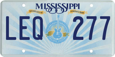 MS license plate LEQ277