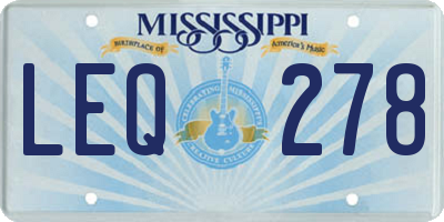 MS license plate LEQ278