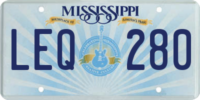 MS license plate LEQ280
