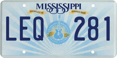 MS license plate LEQ281