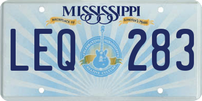 MS license plate LEQ283