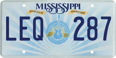 MS license plate LEQ287