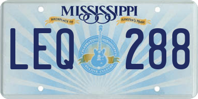 MS license plate LEQ288