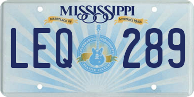 MS license plate LEQ289