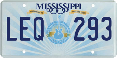 MS license plate LEQ293