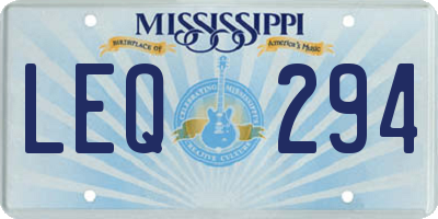 MS license plate LEQ294