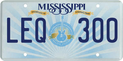 MS license plate LEQ300