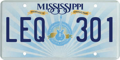 MS license plate LEQ301