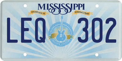 MS license plate LEQ302