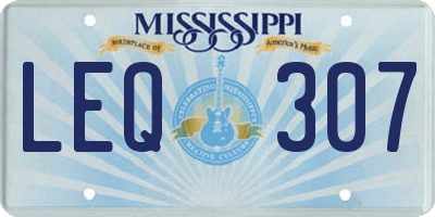 MS license plate LEQ307