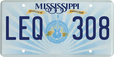 MS license plate LEQ308