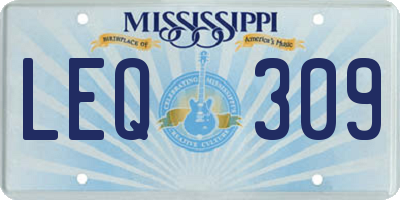 MS license plate LEQ309