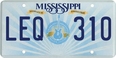 MS license plate LEQ310