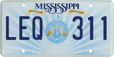 MS license plate LEQ311
