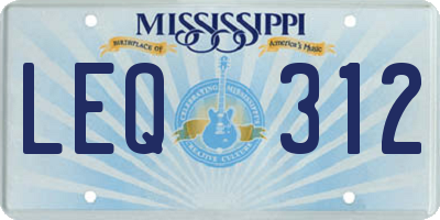 MS license plate LEQ312