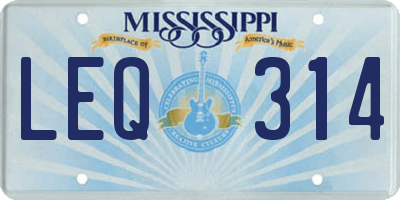 MS license plate LEQ314