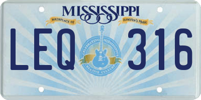 MS license plate LEQ316
