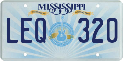 MS license plate LEQ320