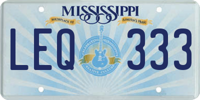 MS license plate LEQ333