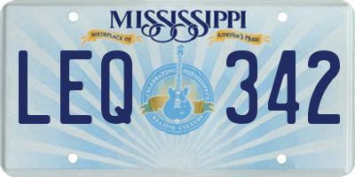 MS license plate LEQ342