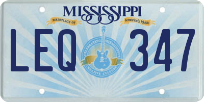MS license plate LEQ347