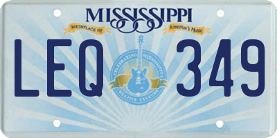 MS license plate LEQ349