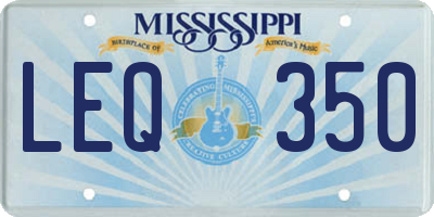 MS license plate LEQ350