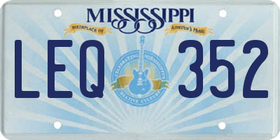 MS license plate LEQ352