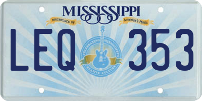 MS license plate LEQ353