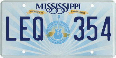 MS license plate LEQ354