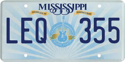 MS license plate LEQ355