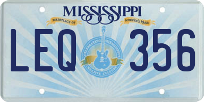 MS license plate LEQ356