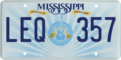 MS license plate LEQ357