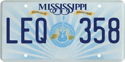 MS license plate LEQ358